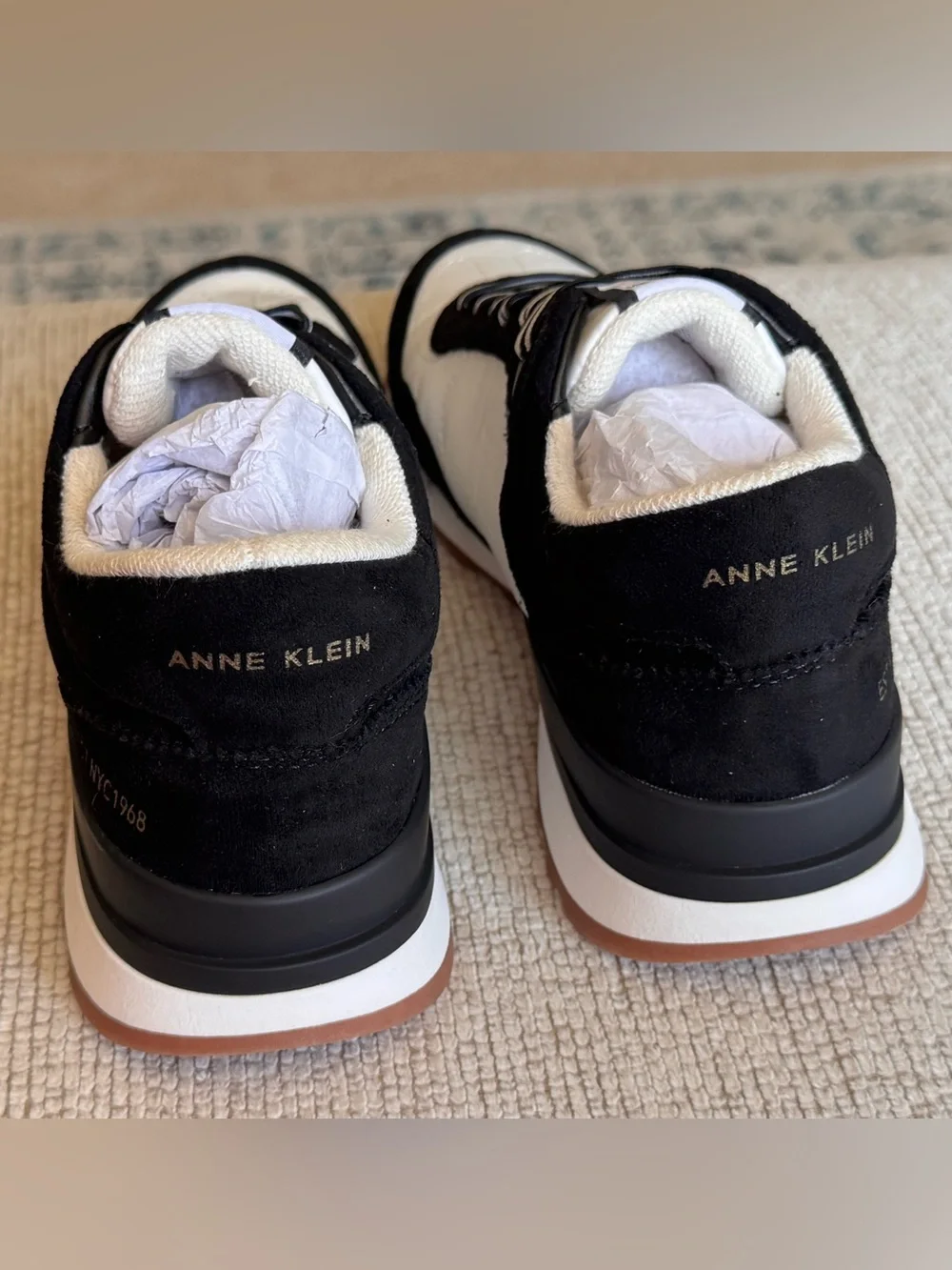Anne Klein Black and White Retro-Style Men's Sneakers